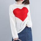 Long-sleeve Heart Print Knit Top