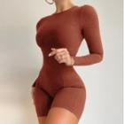 Long-sleeve Knit Playsuit