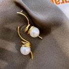 Faux Pearl Swirl Alloy Dangle Earring 1 Pair - Gold - One Size