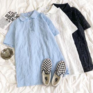 Short-sleeve Ruched Shirtdress