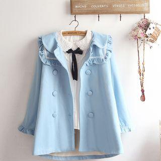 Double Breasted Coat / Tie Neck Shirt / Set