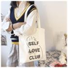 Printed Canvas Shopper Bag Self Love - White - One Size