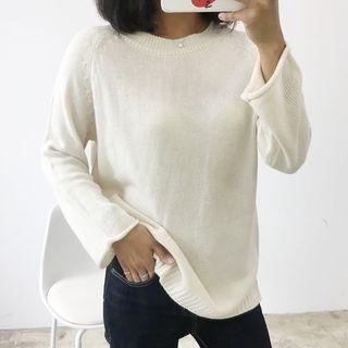 Crew-neck Raglan-sleeve Colored Sweater