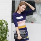 Color-block Ribbed Knit Top