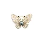Fashion And Elegant Plated Gold Butterfly Freshwater Pearl Brooch With Cubic Zirconia Golden - One Size