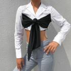 Color Block Cropped Shirt