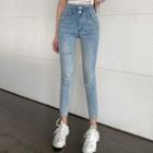 High-waist Cutout Ripped Cropped Skinny Jeans