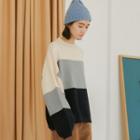Striped Color Block Sweater Color Panel - One Size