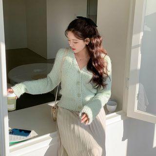 Pastel V-neck Boucl  Cardigan