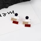 Geometric Glaze Earring 1 Pair - E2715 - White & Coffee & Dark Red - One Size