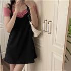 Short-sleeve Off-shoulder Top / Mini A-line Overall Dress