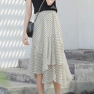Polka Dot Irregular   Mermaid Skirt