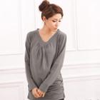 Rushed Long-sleeve V-neck Top