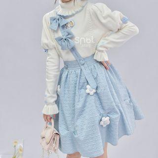 Bow-accent A-line Suspender Skirt