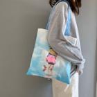 Printed Canvas Tote Bag Blue -