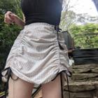 Gingham Check Drawstring Mini Skirt