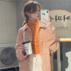 Houndstooth Button Jacket Tangerine - One Size