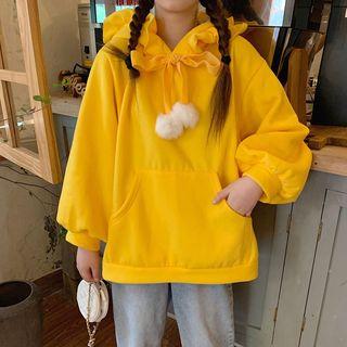 Ruffled Pom Pom Hoodie