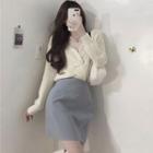 Twisted Sweater / Plain Mini Skirt