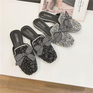 Bow Sequined Mules