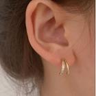 Rhinestone Hook Earring 1 Pair - C Shape Zircon Earring - Gold - One Size
