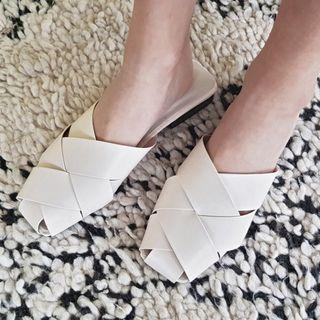 Square-toe Cross-strap Slide Sandals
