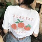 Short-sleeve Lettering Fruit Print T-shirt