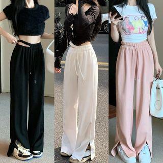 High-waist Cutout Slit Wide-leg Pants