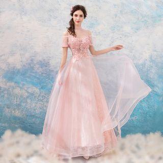 Short-sleeve Off Shoulder Wedding Ball Gown