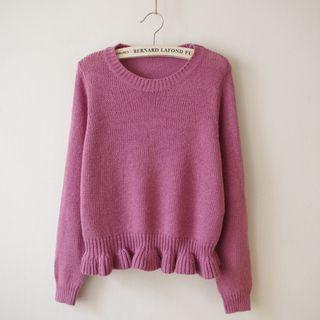 Frill Hem Furry Sweater