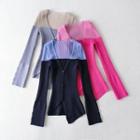 V-neck Two-tone Knit Top