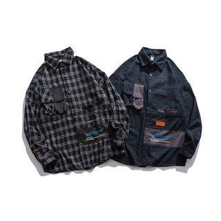 Long-sleeve Lettering Print Cargo Shirt