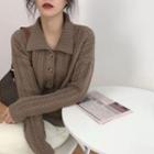 Cable-knit Button-up Knit Top