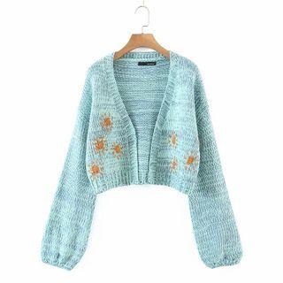 Sun Print Cropped Cardigan As Shown In Figure - One Size