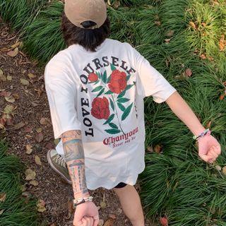 Rose Round-neck Short-sleeve Top