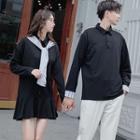 Couple-matching Long-sleeve Paneled Shirt / A-line Dress