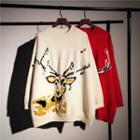 Deer Jacquard Oversize Sweater