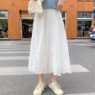 Midi A-line Eyelet Skirt White - One Size