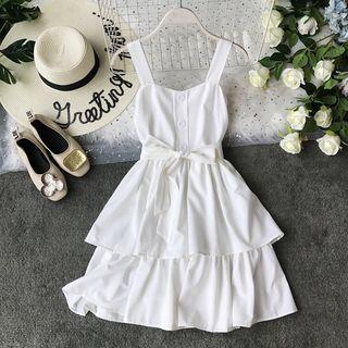Wide-strap Layered A-line Dress