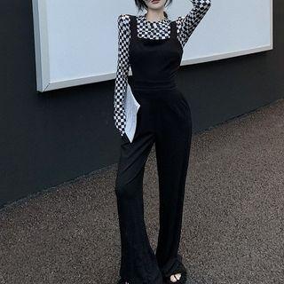 Long-sleeve Checker Print T-shirt / Jumper Pants