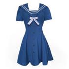 Sailor Collar Bow Detail Short Sleeve Dress