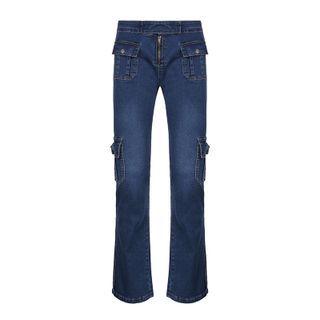 Halter-neck Washed Boot-cut Cargo Jeans