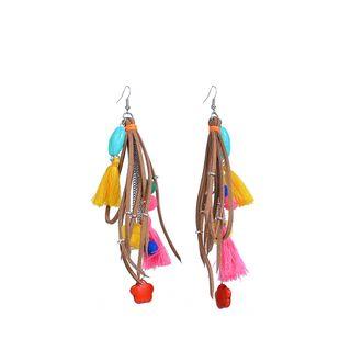 Tassel Fringed Earring 1 Pair - B0470 - Brown - One Size