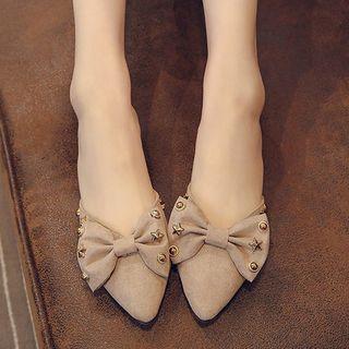 Studded Bow Pointed Mules