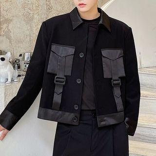 Faux-leather Panel Buckled Jacket