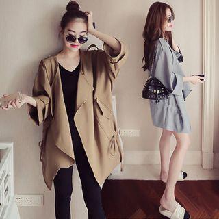 Drawstring Open Front Jacket