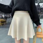 Ribbed Knit A-line Mini Skirt