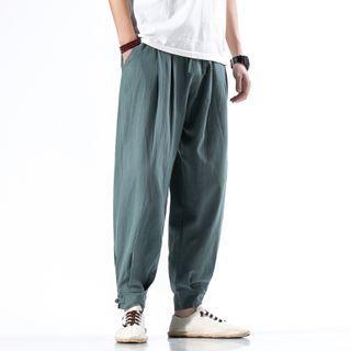 Plain Frog-button Harem Pants