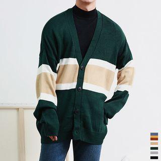 Couple Contrast-panel Oversized Cardigan