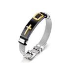 Fashion Classic Golden Cross Black Geometric 316l Stainless Steel Bracelet Silver - One Size